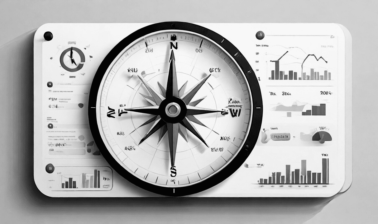 Metas SMART em um dashboard e uma bússola